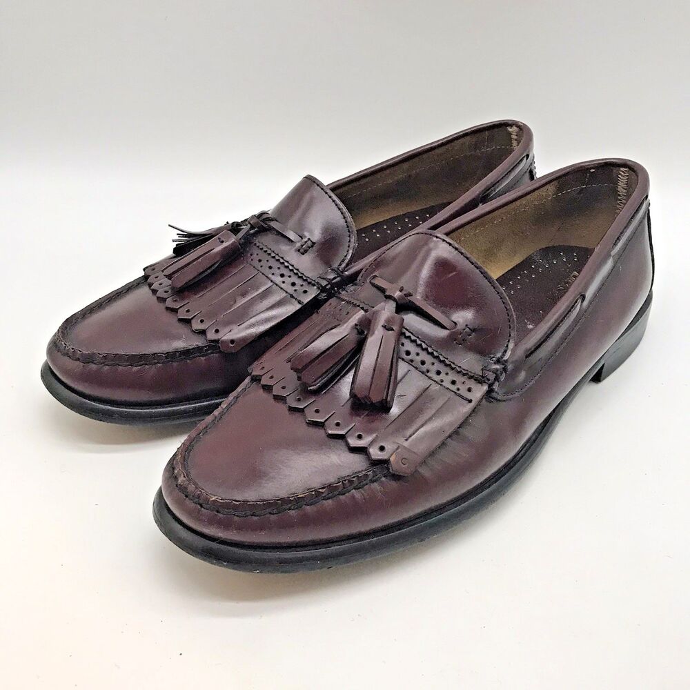 Bass Brompton Kiltie Roman Tassel Loafers Men's 9.5D Brown Leather Slip On Shoes